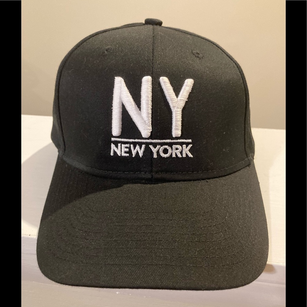 New NY New York Baseball Hat. Port Authority. Adjustable. Black White.